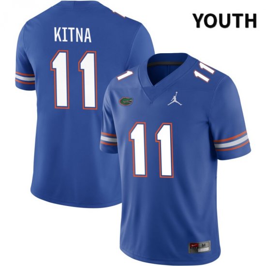 Youth Florida Gators #11 Jalen Kitna NCAA Jordan Brand Royal NIL 2022 Authentic Stitched College Football Jersey TXM1662VV